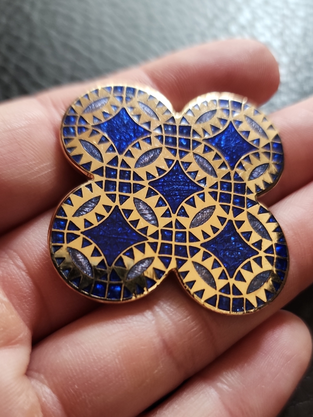 VTG Blue Enamel Brooch- Women Accessories